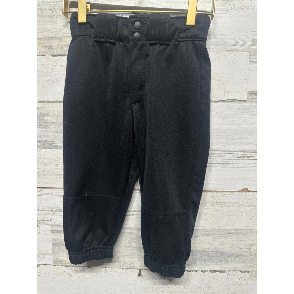 Wilson‎ Baseball Pants Boys Small Black Double Knee Elastic Cuff GUC*